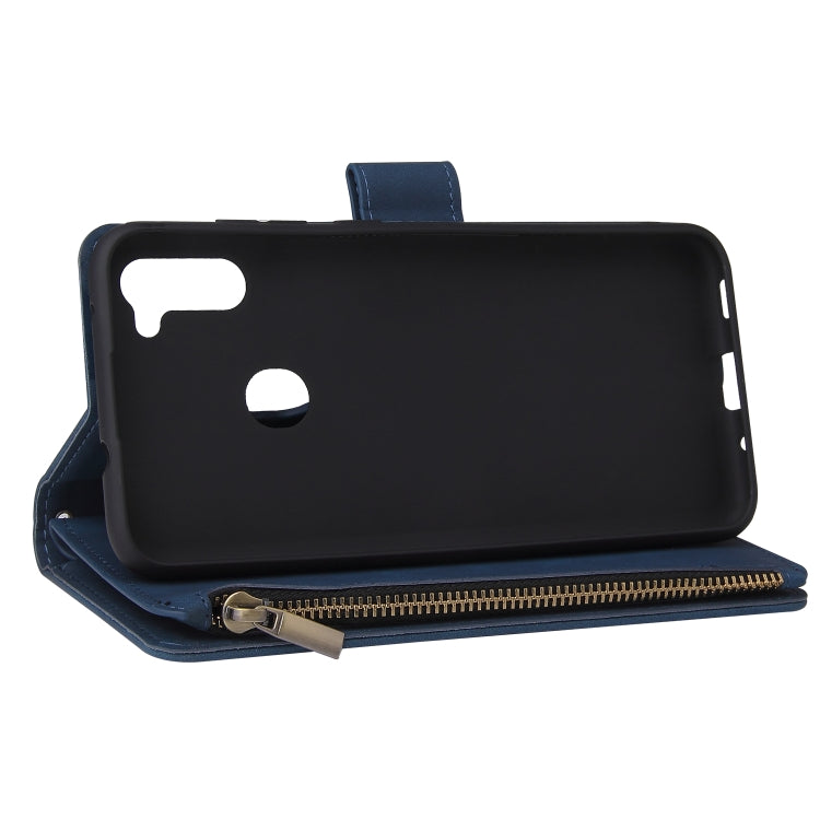 For Samsung Galaxy A11 EU Multifunctional Frosted Zipper Wallet Leather Phone Case