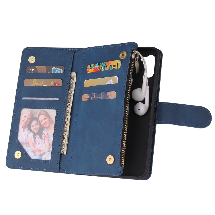 For Samsung Galaxy A11 EU Multifunctional Frosted Zipper Wallet Leather Phone Case