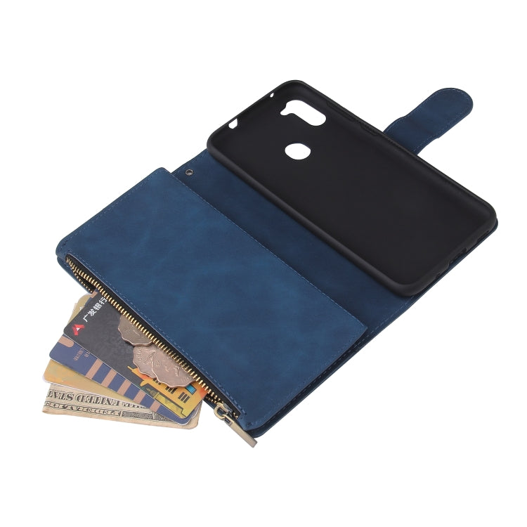 For Samsung Galaxy A11 EU Multifunctional Frosted Zipper Wallet Leather Phone Case