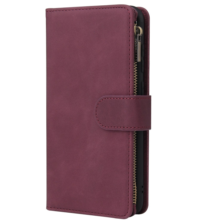 For Samsung Galaxy A11 EU Multifunctional Frosted Zipper Wallet Leather Phone Case