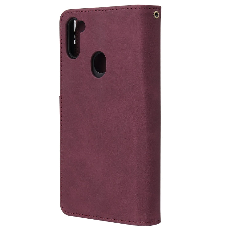 For Samsung Galaxy A11 EU Multifunctional Frosted Zipper Wallet Leather Phone Case