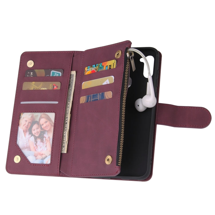 For Samsung Galaxy A11 EU Multifunctional Frosted Zipper Wallet Leather Phone Case