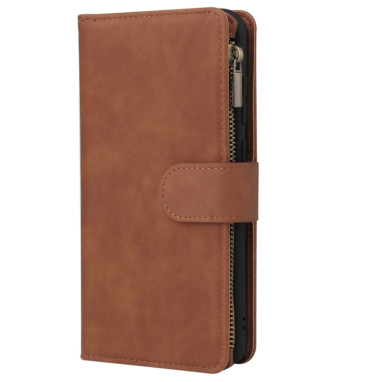 For Samsung Galaxy A11 EU Multifunctional Frosted Zipper Wallet Leather Phone Case