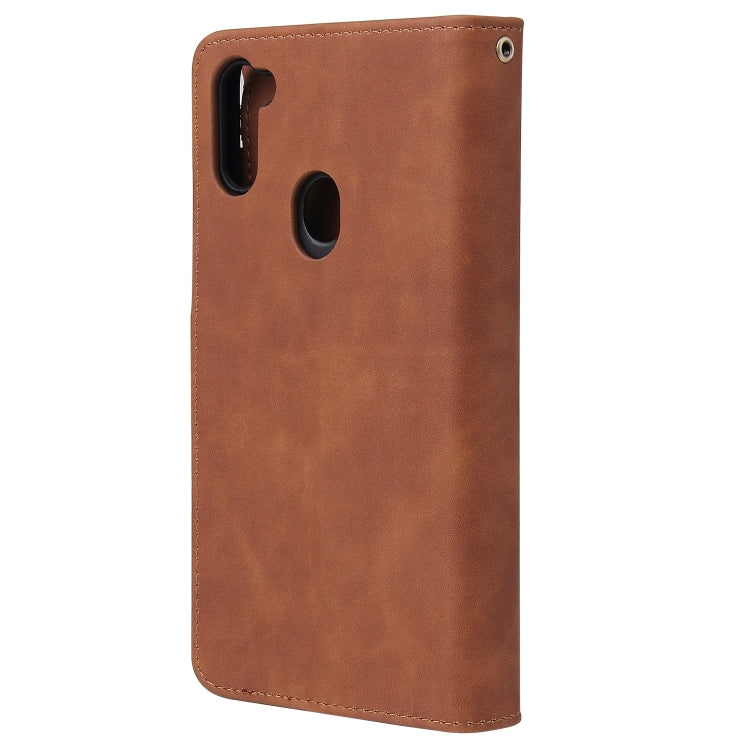 For Samsung Galaxy A11 EU Multifunctional Frosted Zipper Wallet Leather Phone Case