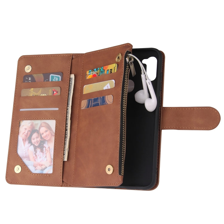 For Samsung Galaxy A11 EU Multifunctional Frosted Zipper Wallet Leather Phone Case