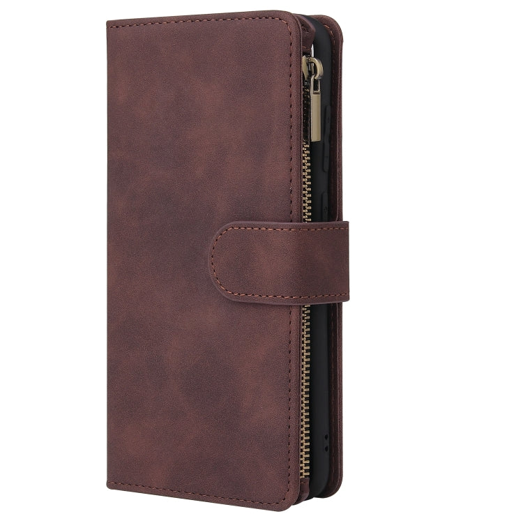 For Samsung Galaxy A11 EU Multifunctional Frosted Zipper Wallet Leather Phone Case