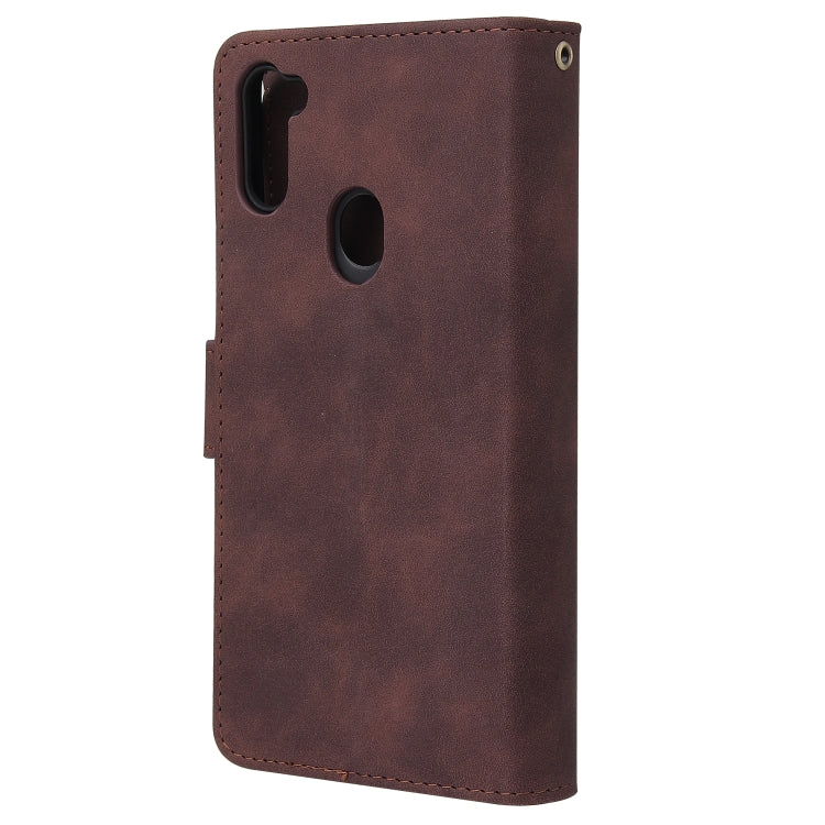 For Samsung Galaxy A11 EU Multifunctional Frosted Zipper Wallet Leather Phone Case