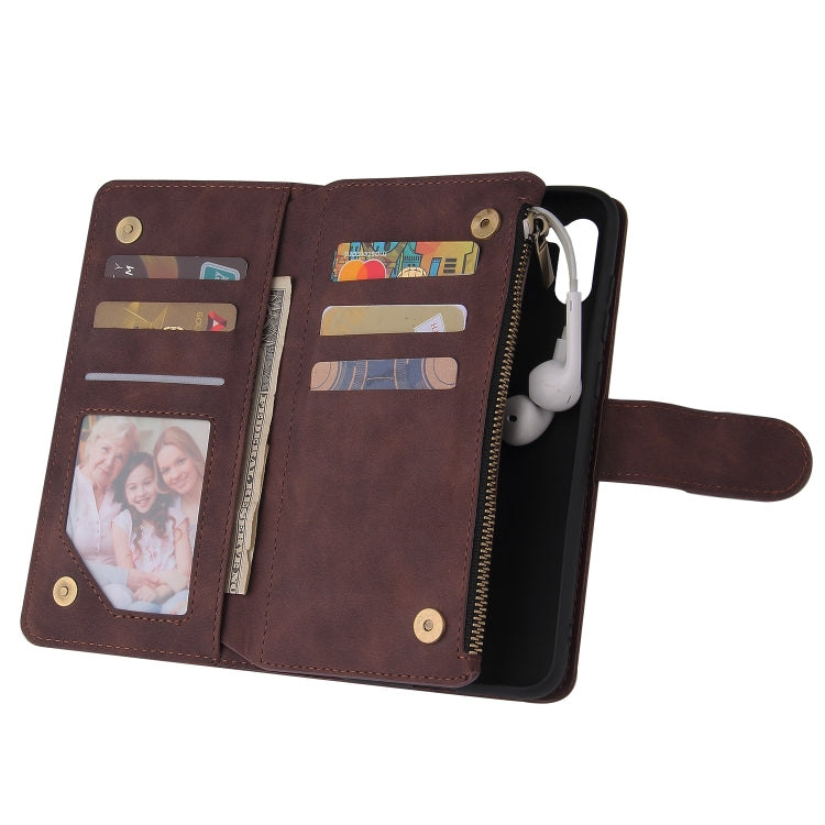 For Samsung Galaxy A11 EU Multifunctional Frosted Zipper Wallet Leather Phone Case
