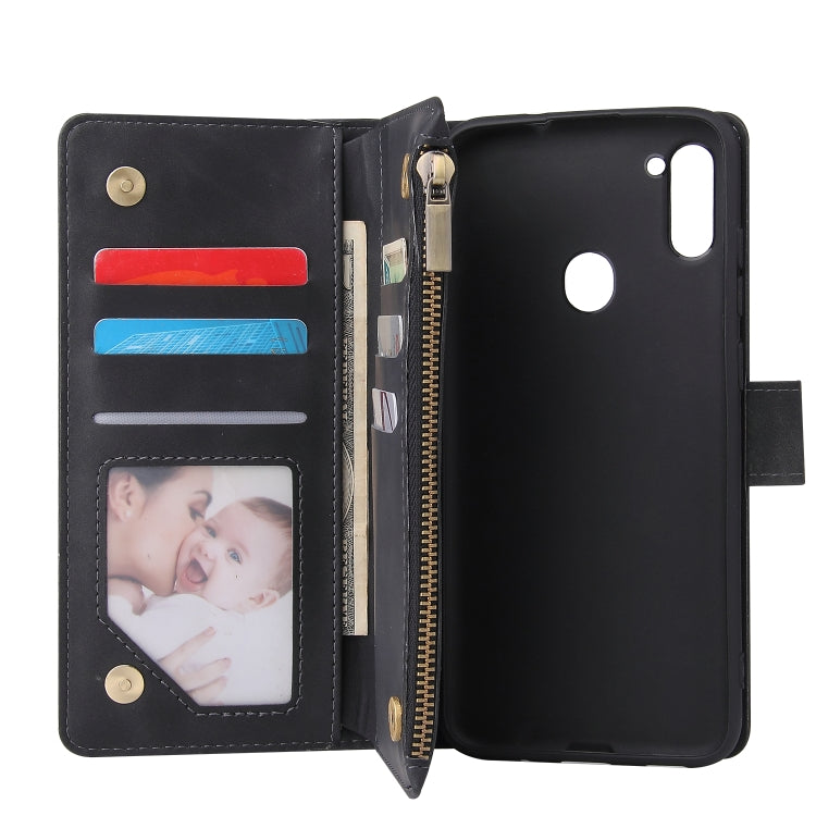 For Samsung Galaxy A11 US Multifunctional Frosted Zipper Wallet Leather Phone Case