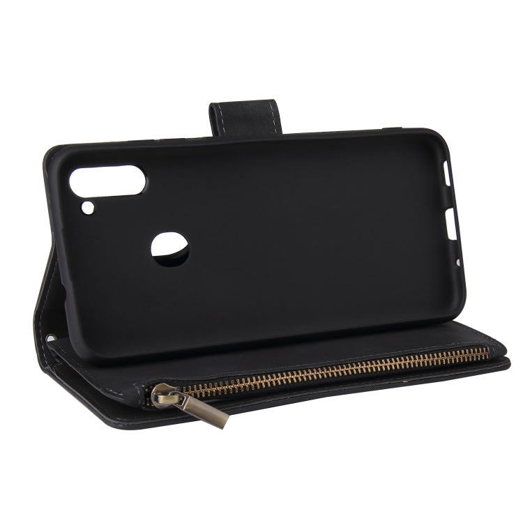 For Samsung Galaxy A11 US Multifunctional Frosted Zipper Wallet Leather Phone Case