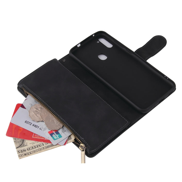 For Samsung Galaxy A11 US Multifunctional Frosted Zipper Wallet Leather Phone Case