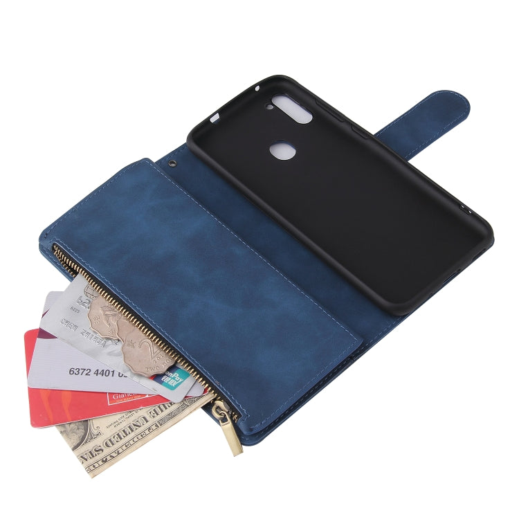 For Samsung Galaxy A11 US Multifunctional Frosted Zipper Wallet Leather Phone Case