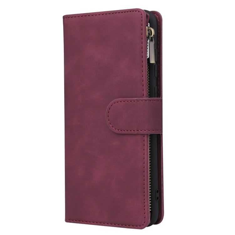 For Samsung Galaxy A11 US Multifunctional Frosted Zipper Wallet Leather Phone Case
