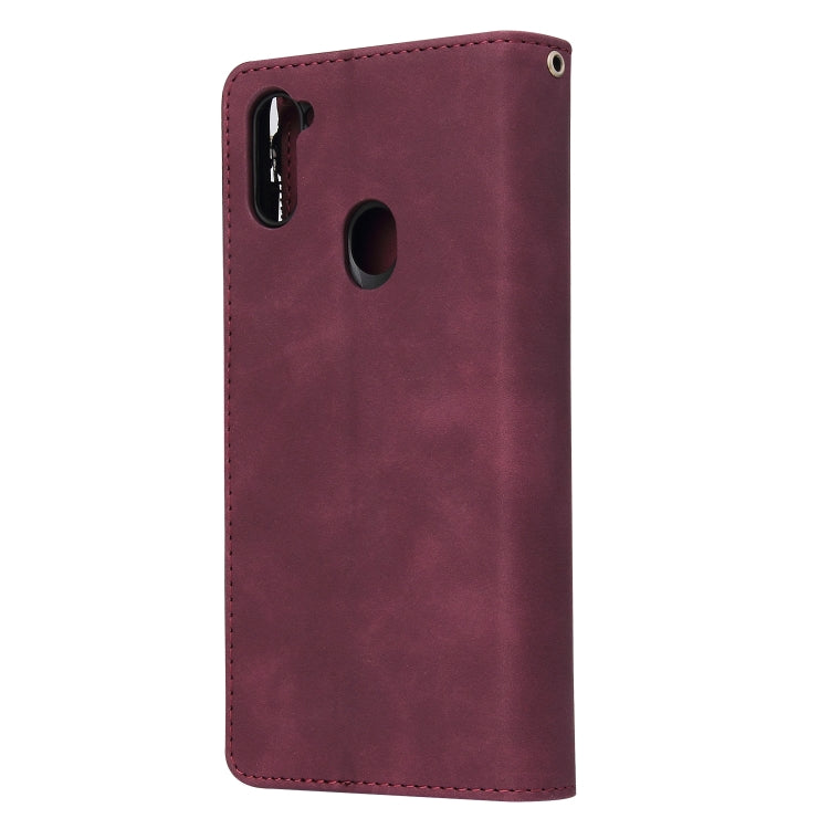 For Samsung Galaxy A11 US Multifunctional Frosted Zipper Wallet Leather Phone Case