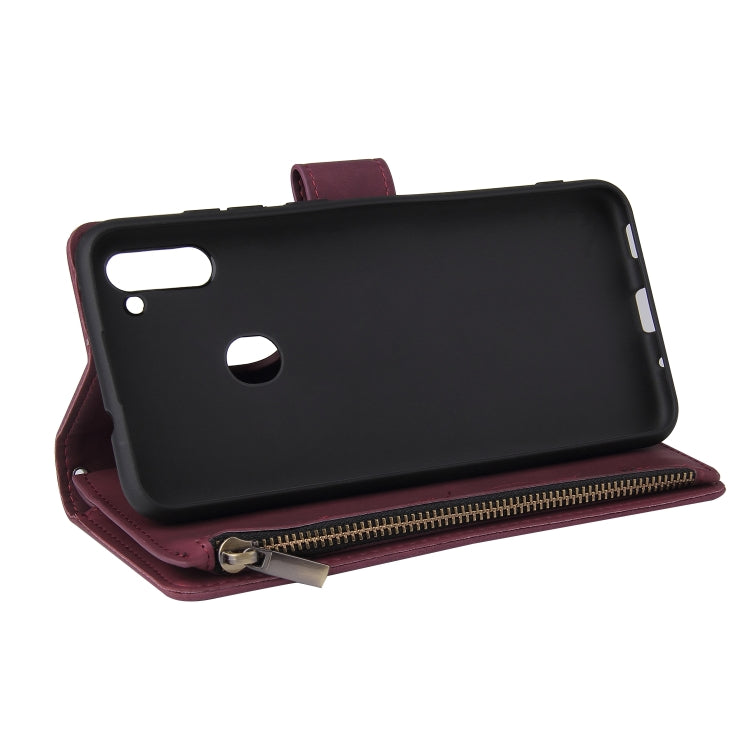 For Samsung Galaxy A11 US Multifunctional Frosted Zipper Wallet Leather Phone Case