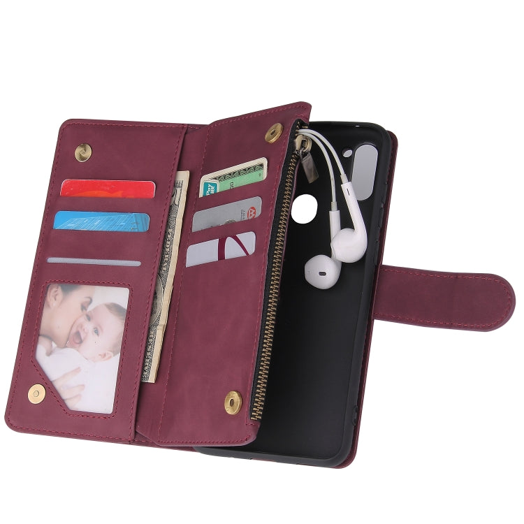 For Samsung Galaxy A11 US Multifunctional Frosted Zipper Wallet Leather Phone Case