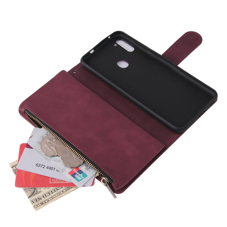For Samsung Galaxy A11 US Multifunctional Frosted Zipper Wallet Leather Phone Case