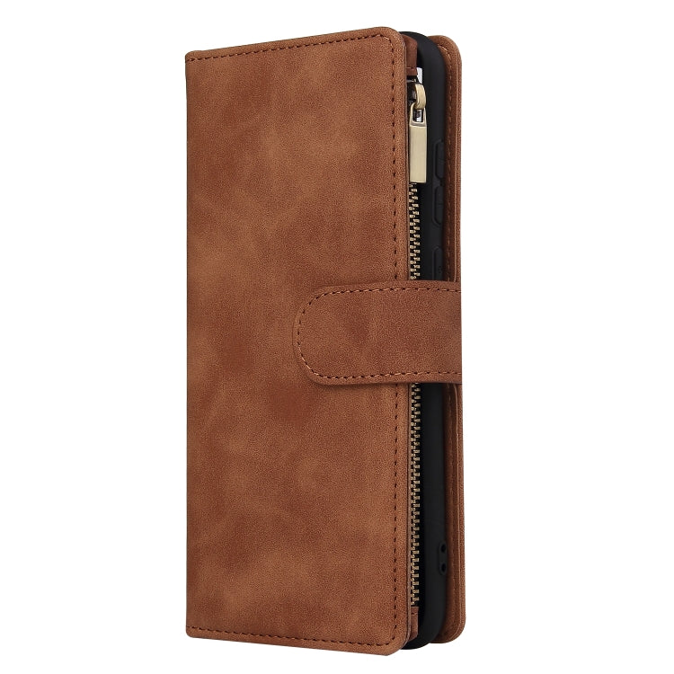 For Samsung Galaxy A11 US Multifunctional Frosted Zipper Wallet Leather Phone Case