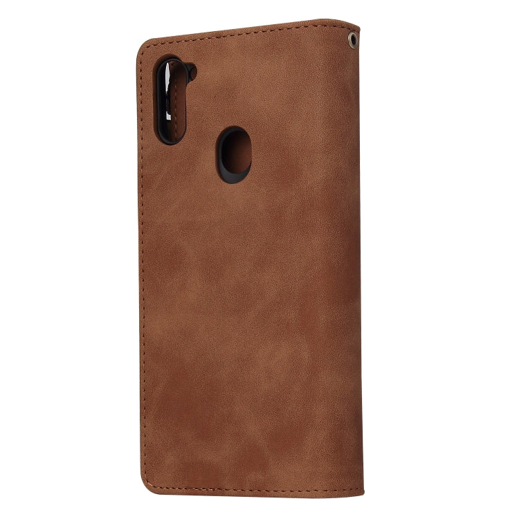 For Samsung Galaxy A11 US Multifunctional Frosted Zipper Wallet Leather Phone Case