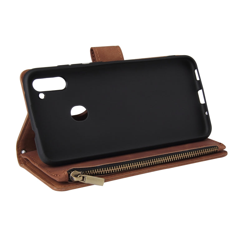 For Samsung Galaxy A11 US Multifunctional Frosted Zipper Wallet Leather Phone Case