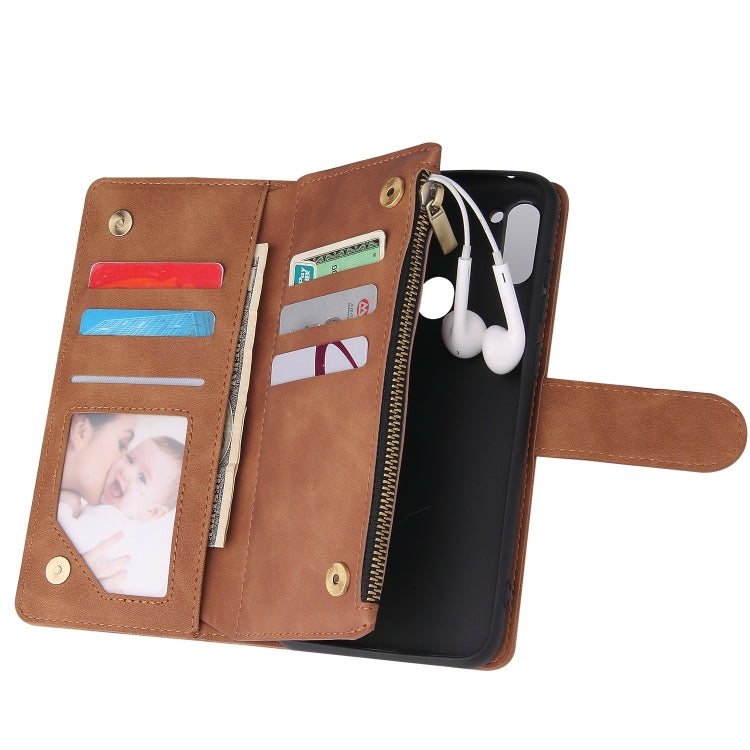 For Samsung Galaxy A11 US Multifunctional Frosted Zipper Wallet Leather Phone Case