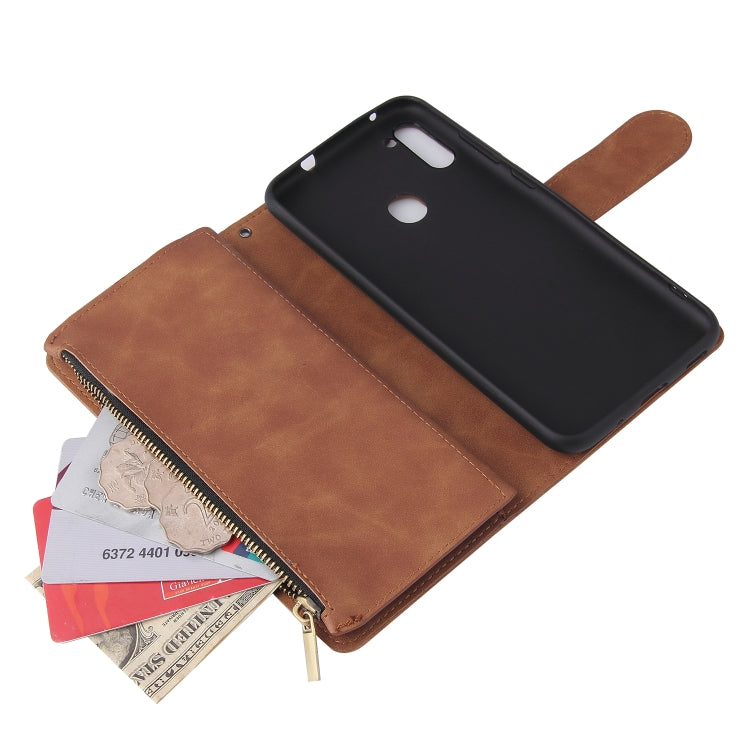 For Samsung Galaxy A11 US Multifunctional Frosted Zipper Wallet Leather Phone Case