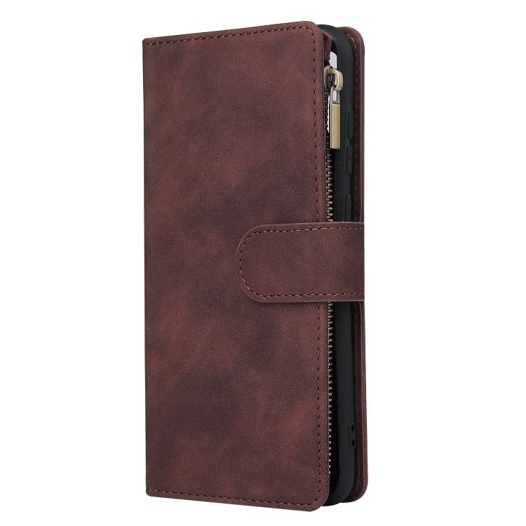 For Samsung Galaxy A11 US Multifunctional Frosted Zipper Wallet Leather Phone Case