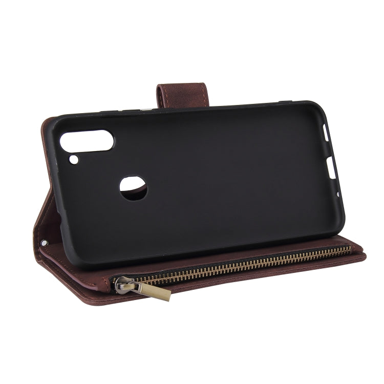 For Samsung Galaxy A11 US Multifunctional Frosted Zipper Wallet Leather Phone Case