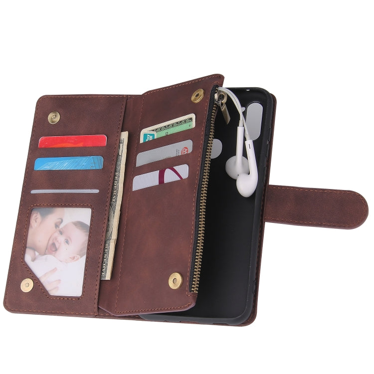 For Samsung Galaxy A11 US Multifunctional Frosted Zipper Wallet Leather Phone Case