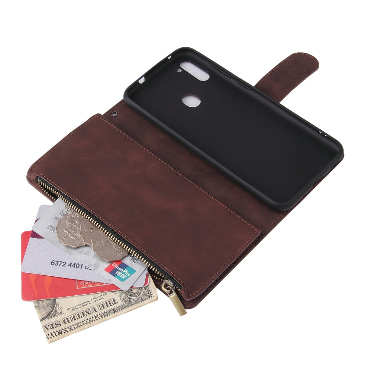 For Samsung Galaxy A11 US Multifunctional Frosted Zipper Wallet Leather Phone Case