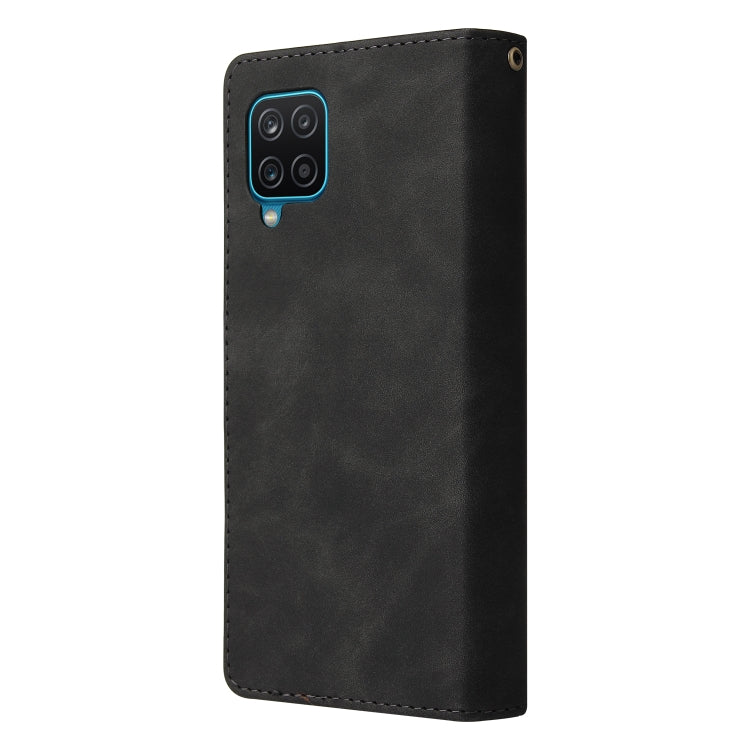 For Samsung Galaxy A12 Multifunctional Frosted Zipper Wallet Leather Phone Case
