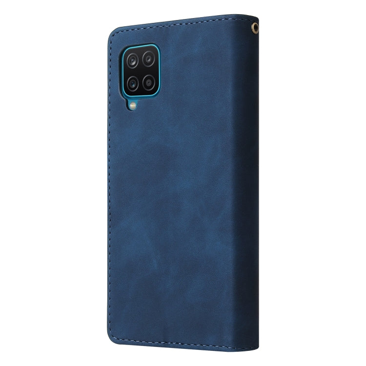 For Samsung Galaxy A12 Multifunctional Frosted Zipper Wallet Leather Phone Case