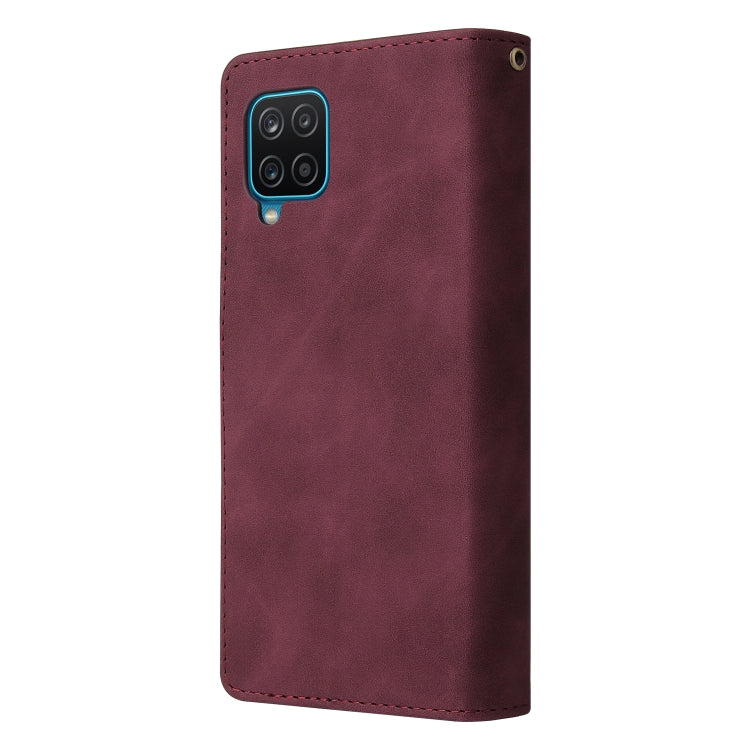 For Samsung Galaxy A12 Multifunctional Frosted Zipper Wallet Leather Phone Case