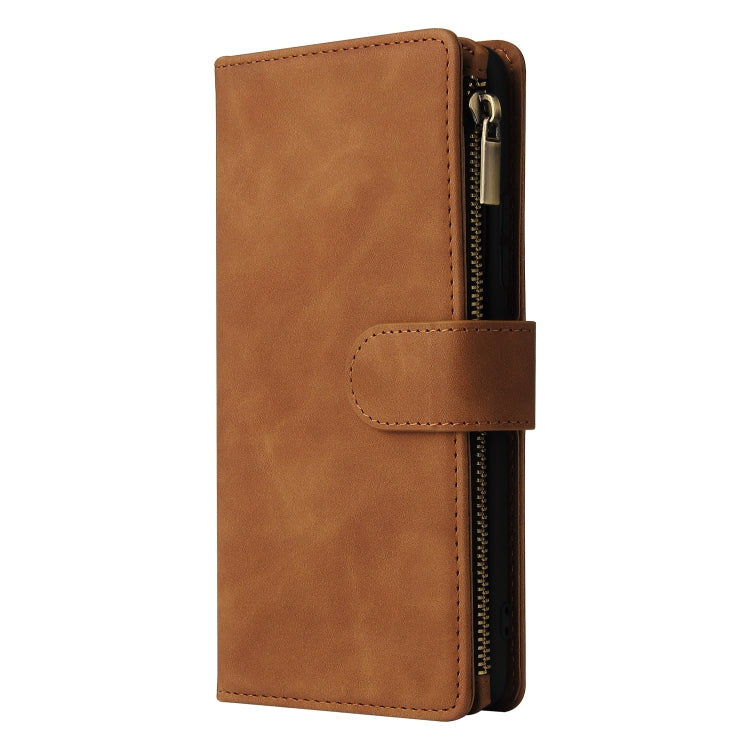 For Samsung Galaxy A12 Multifunctional Frosted Zipper Wallet Leather Phone Case