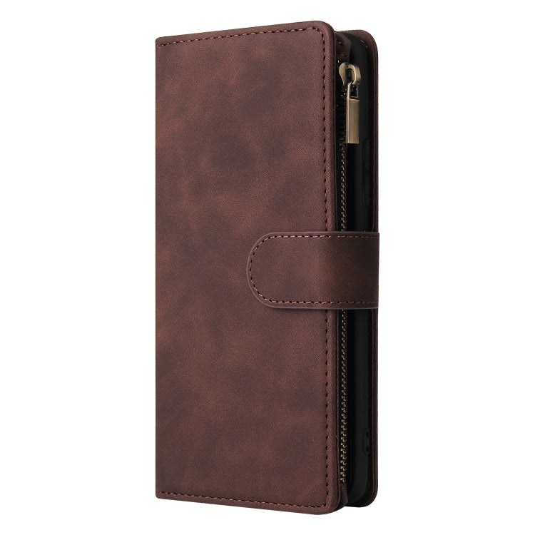 For Samsung Galaxy A12 Multifunctional Frosted Zipper Wallet Leather Phone Case
