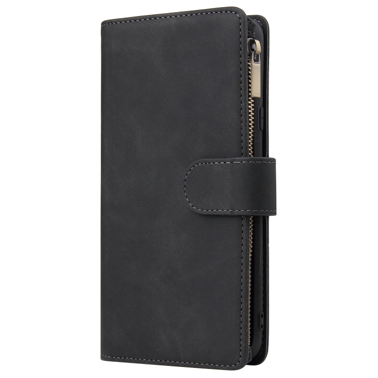 For Samsung Galaxy A20s Multifunctional Frosted Zipper Wallet Leather Phone Case