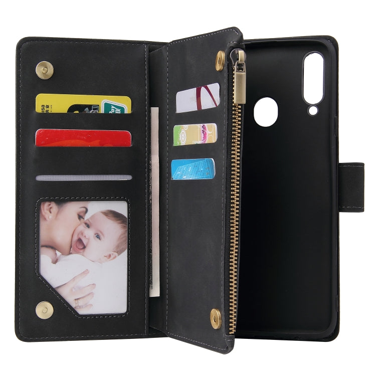 For Samsung Galaxy A20s Multifunctional Frosted Zipper Wallet Leather Phone Case