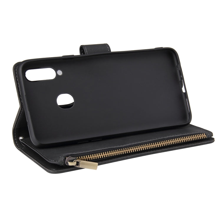For Samsung Galaxy A20s Multifunctional Frosted Zipper Wallet Leather Phone Case