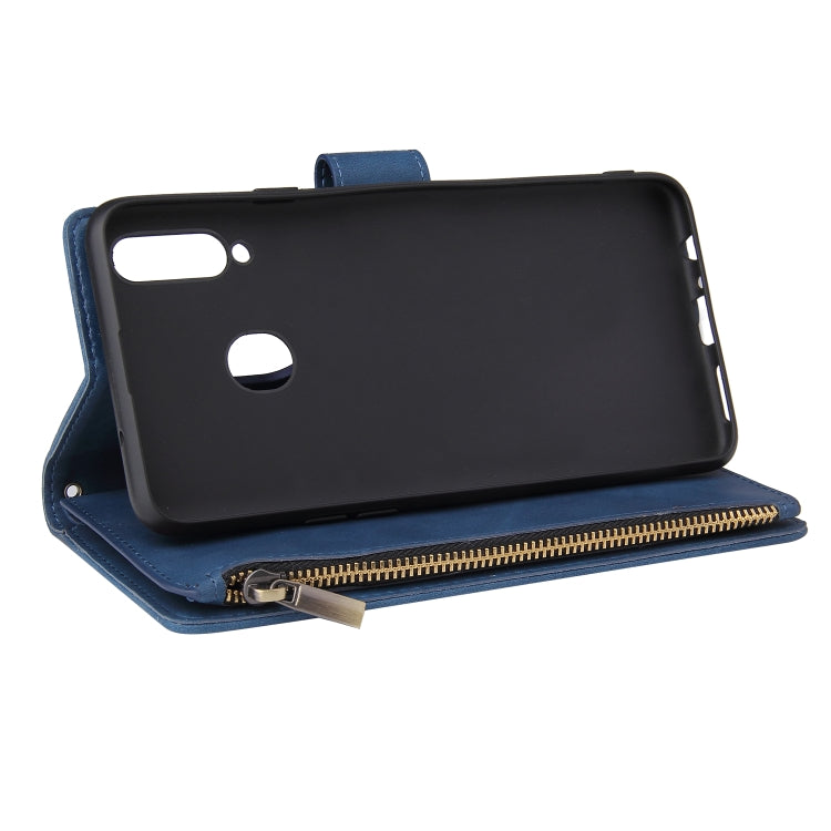 For Samsung Galaxy A20s Multifunctional Frosted Zipper Wallet Leather Phone Case