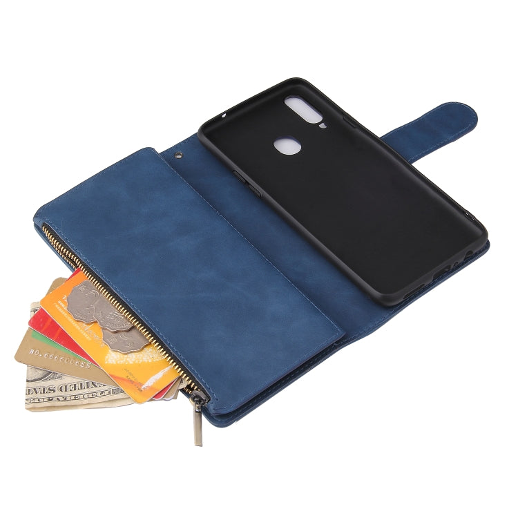 For Samsung Galaxy A20s Multifunctional Frosted Zipper Wallet Leather Phone Case
