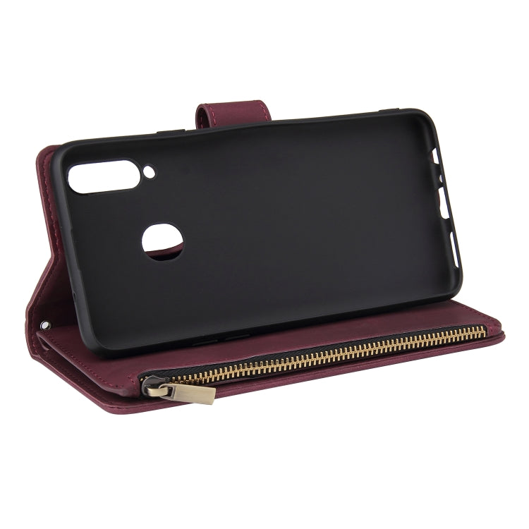 For Samsung Galaxy A20s Multifunctional Frosted Zipper Wallet Leather Phone Case