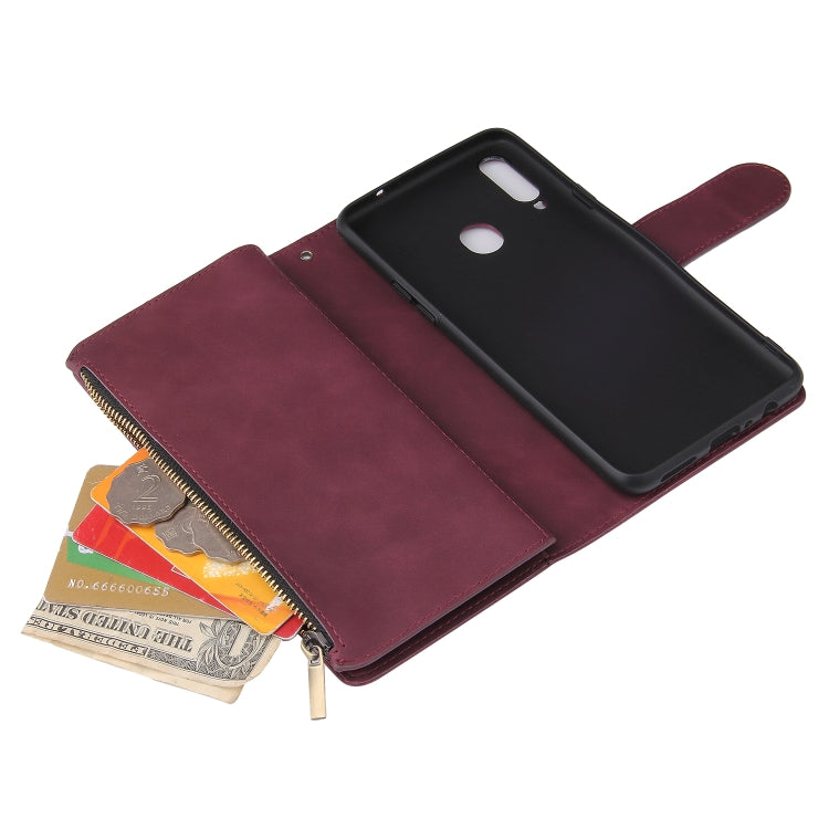 For Samsung Galaxy A20s Multifunctional Frosted Zipper Wallet Leather Phone Case