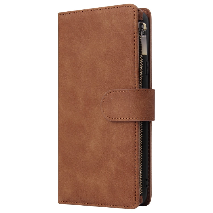 For Samsung Galaxy A20s Multifunctional Frosted Zipper Wallet Leather Phone Case