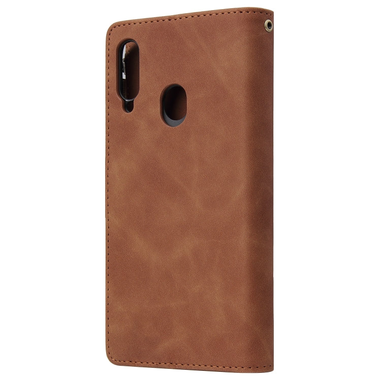 For Samsung Galaxy A20s Multifunctional Frosted Zipper Wallet Leather Phone Case