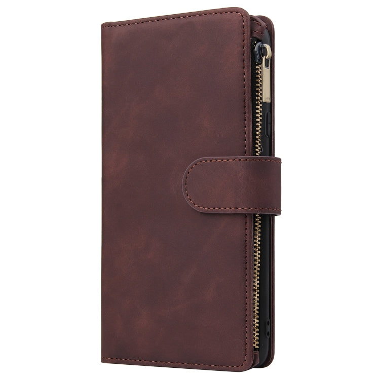 For Samsung Galaxy A20s Multifunctional Frosted Zipper Wallet Leather Phone Case