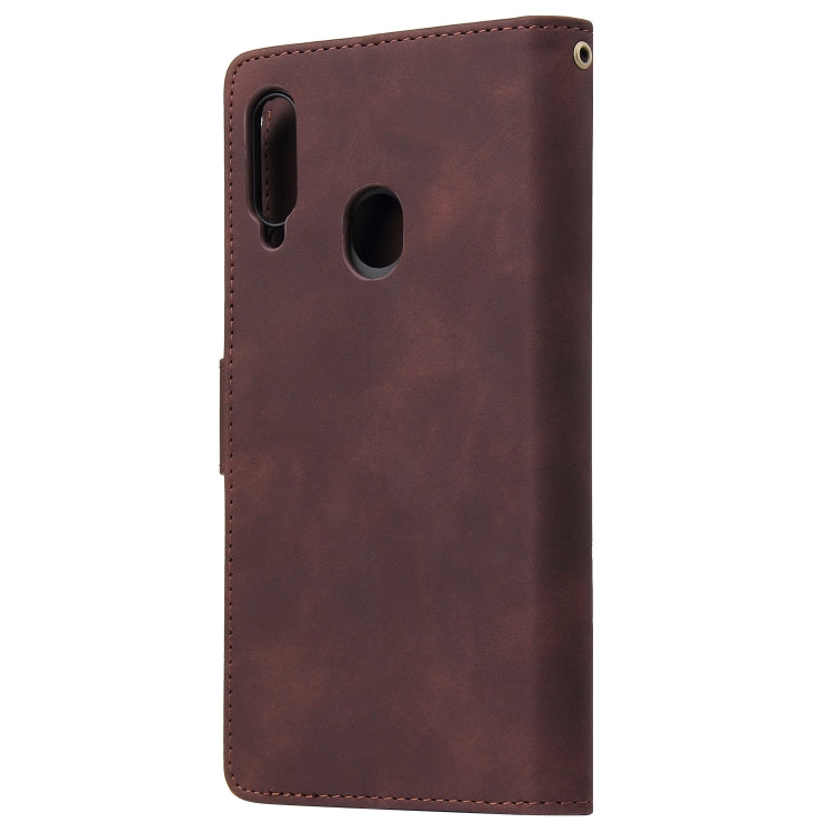 For Samsung Galaxy A20s Multifunctional Frosted Zipper Wallet Leather Phone Case
