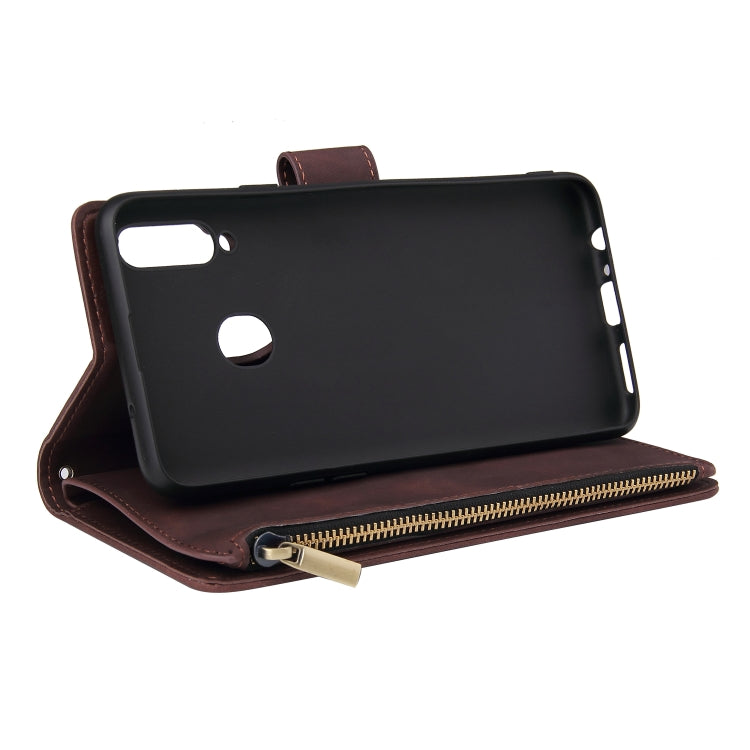 For Samsung Galaxy A20s Multifunctional Frosted Zipper Wallet Leather Phone Case