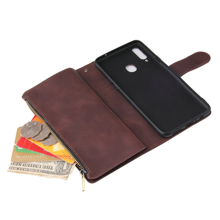 For Samsung Galaxy A20s Multifunctional Frosted Zipper Wallet Leather Phone Case
