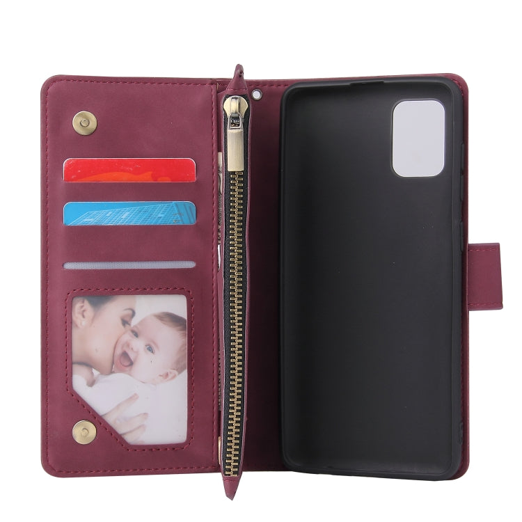 For Samsung Galaxy A31 Multifunctional Frosted Zipper Wallet Leather Phone Case