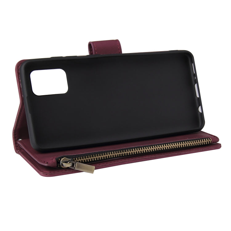 For Samsung Galaxy A31 Multifunctional Frosted Zipper Wallet Leather Phone Case